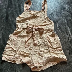 Tan Romper with Pink Stitching